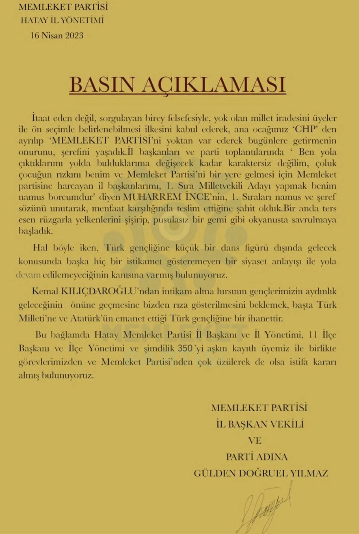 Memleket Partisi nin yönetiminde istifa depremi Kemal Kılıçdaroğlu