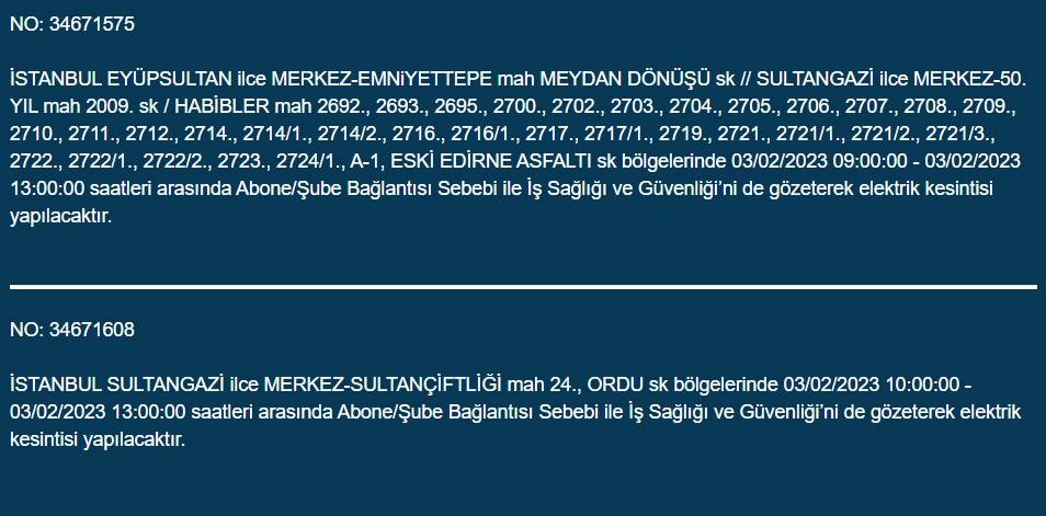 İstanbullular dikkat! Yarın elektrikler kesilecek 1