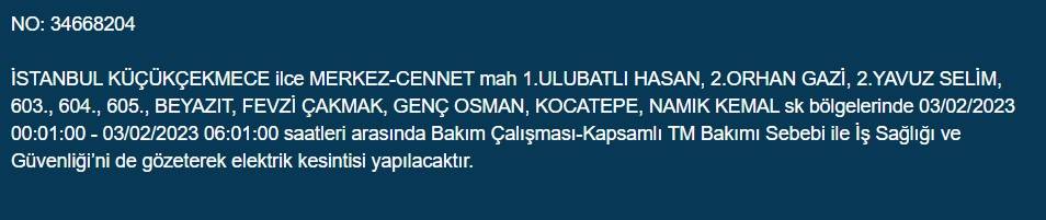 İstanbullular dikkat! Yarın elektrikler kesilecek 23