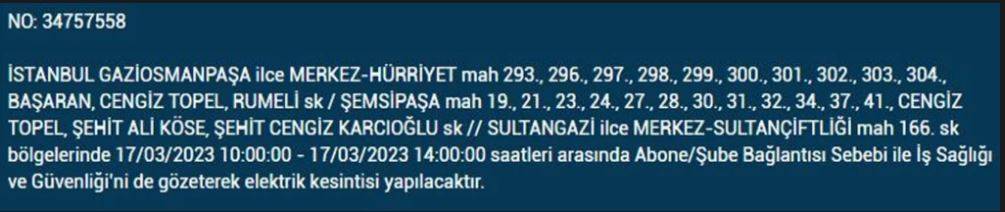 17 MART İSTANBUL ELEKTRİK KESİNTİSİ LİSTESİ! İstanbul'da yarın hangi ilçelerde elektrikler kesilecek? Mahalle mahalle kesinti 25