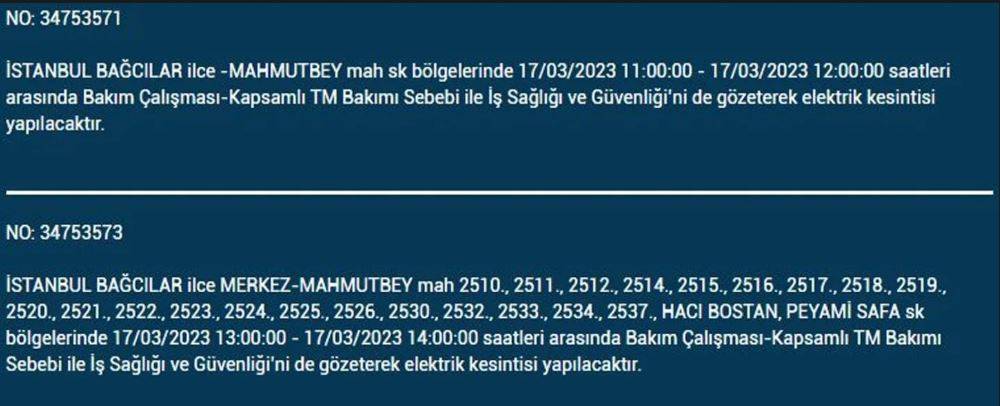 17 MART İstanbul'da 8 saat elektrik kesintisi... İstanbul'un hangi ilçelerinde elektrik kesilecek? Elektrik ne zaman gelecek? 7