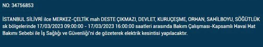 17 MART İstanbul'da 8 saat elektrik kesintisi... İstanbul'un hangi ilçelerinde elektrik kesilecek? Elektrik ne zaman gelecek? 34