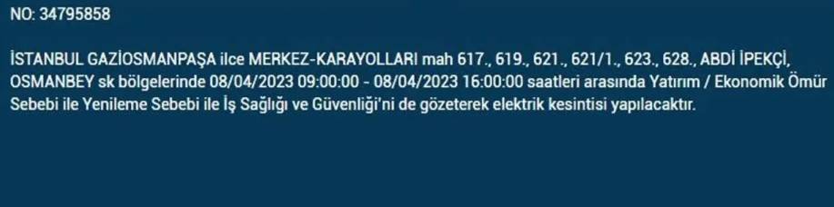 BEDAŞ paylaştı: İstanbullular dikkat! İşte yarın elektrik kesintisi yaşanacak ilçeler 8