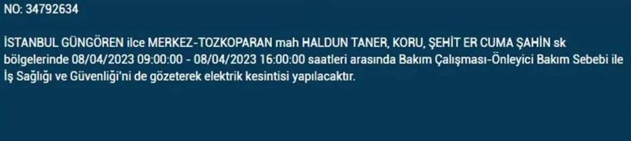 BEDAŞ paylaştı: İstanbullular dikkat! İşte yarın elektrik kesintisi yaşanacak ilçeler 7