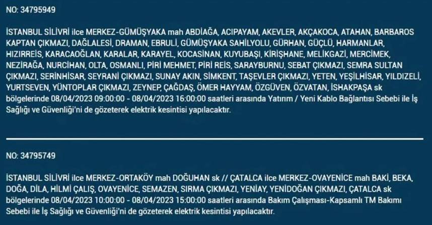 BEDAŞ paylaştı: İstanbullular dikkat! İşte yarın elektrik kesintisi yaşanacak ilçeler 9