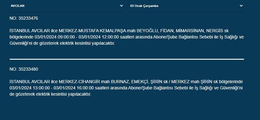 BEDAŞ Paylaştı: İstanbul'da Bugün Bu İlçelerde Elektrikler Kesilecek! 5