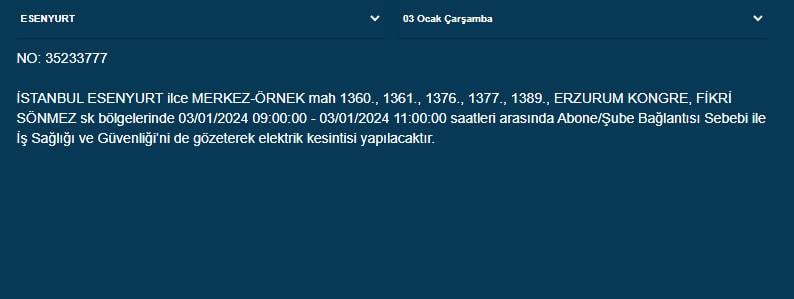 BEDAŞ Paylaştı: İstanbul'da Bugün Bu İlçelerde Elektrikler Kesilecek! 11