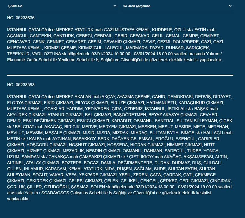 BEDAŞ Paylaştı: İstanbul'da Bugün Bu İlçelerde Elektrikler Kesilecek! 9