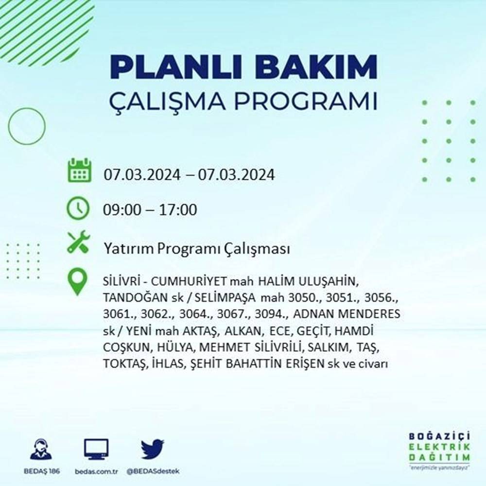 Yarın İstanbul'un Onlarca Mahallesinde Sabah 9 Akşam 5 Elektrik Olmayacak 5