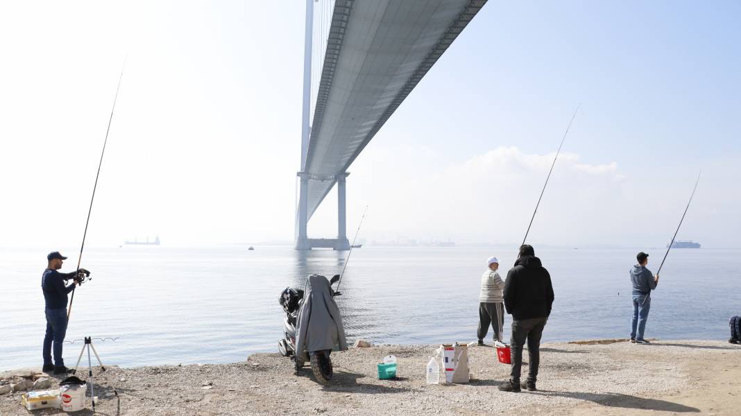 Osmangazi Köprüsü'nün Altı Olta Balıkçılarının Uğrak Yeri Oldu 3
