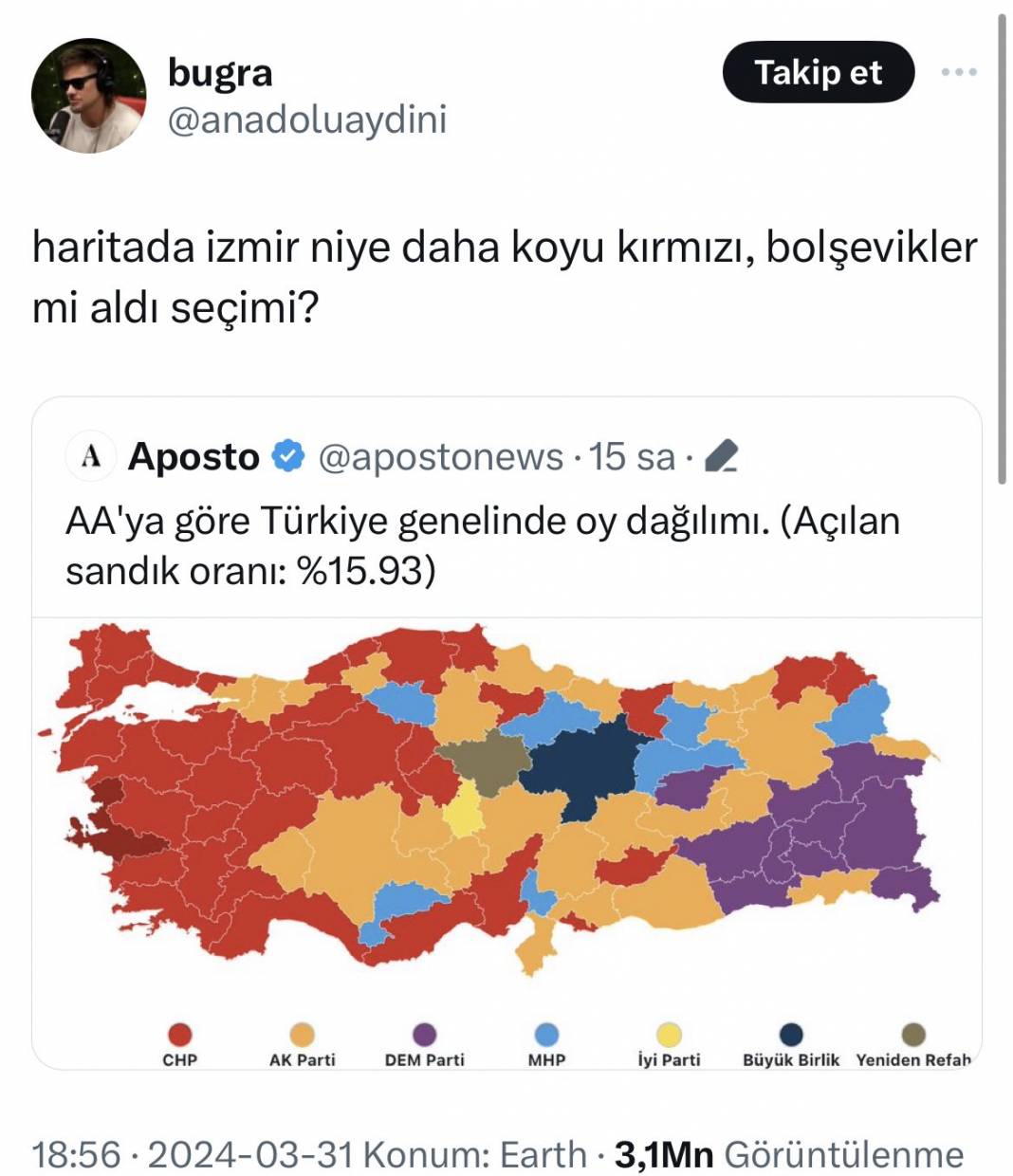 Sosyal Medyada Mizahi Seçim Sonuçları Yorumları: 'Biz Giresun'da Fındığa Çiğdem Deriz' 7