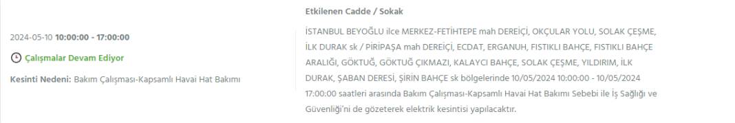 BEDAŞ Paylaştı: İstanbul'un 18 İlçesinde Elektrikler Kesilecek 7