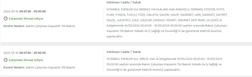 BEDAŞ Paylaştı: İstanbul'un 18 İlçesinde Elektrikler Kesilecek 9