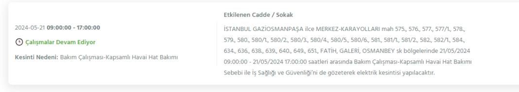 İstanbul'da Bugün Bu İlçelerde Elektrikler Kesilecek 22