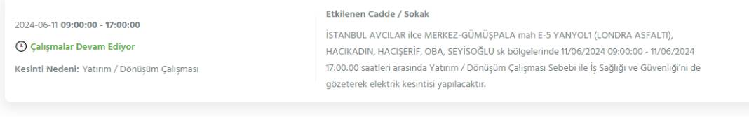 İstanbul'da Bugün Elektrik Kesintisi Yaşanacak İlçeler 3