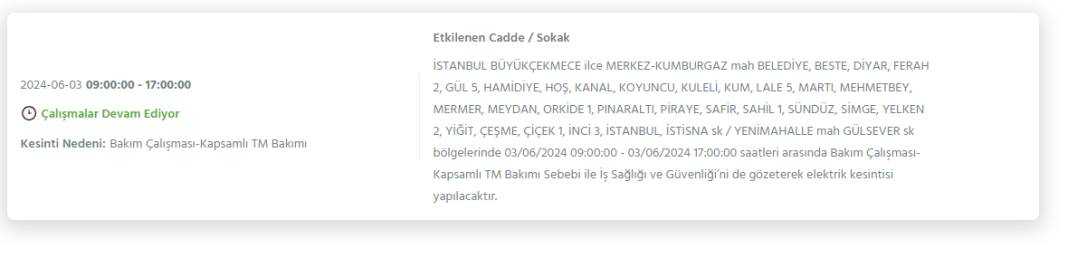 İstanbul 3 Haziran Pazartesi Elektrik Kesintisi Yaşanacak İlçeler 14
