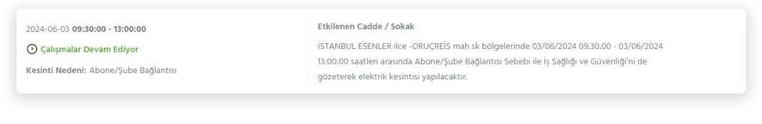 İstanbul 3 Haziran Pazartesi Elektrik Kesintisi Yaşanacak İlçeler 18