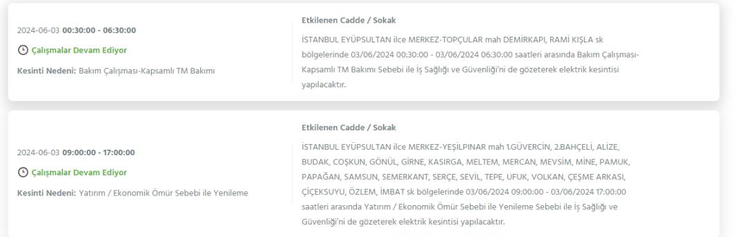 İstanbul 3 Haziran Pazartesi Elektrik Kesintisi Yaşanacak İlçeler 19