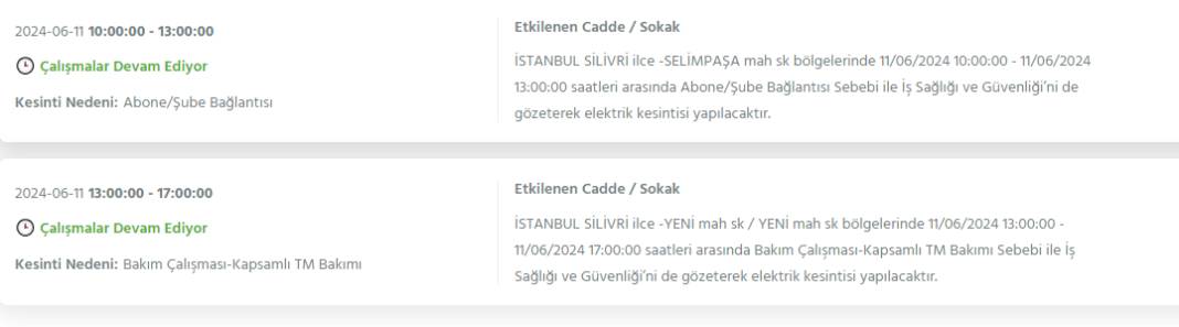 İstanbul'da Bugün Elektrik Kesintisi Yaşanacak İlçeler 28