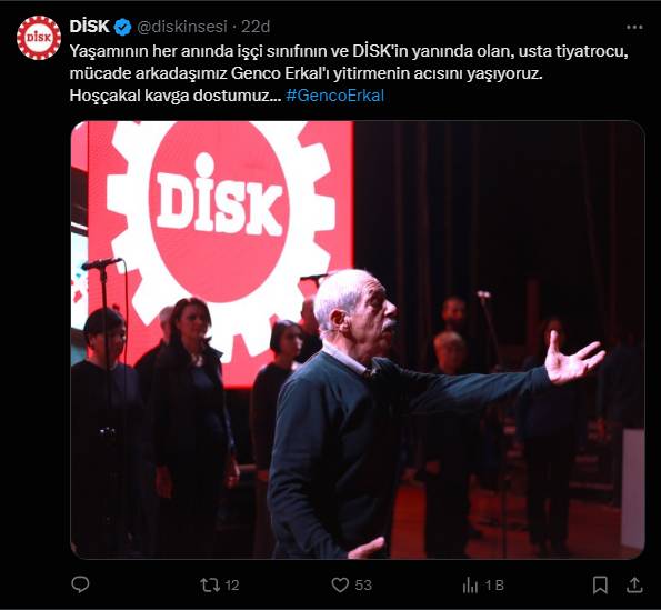 "Hoşçakal işçi sınıfının kavga dostu" 1