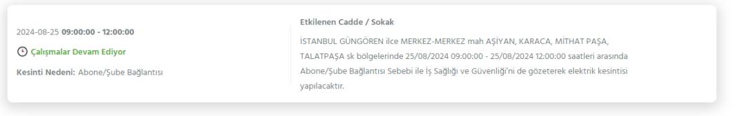 İstanbul'da yarın 25 Ağustos Pazar elektrik kesintisi yaşanacak ilçeler 14