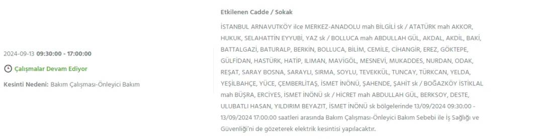 İstanbullular dikkat: BEDAŞ'tan13 Eylül cuma için elektrik kesintisi duyurusu 1