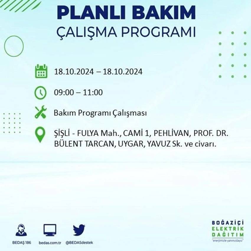 İstanbul'da büyük elektrik kesintisi. 17 ilçe karanlığa gömülecek 60