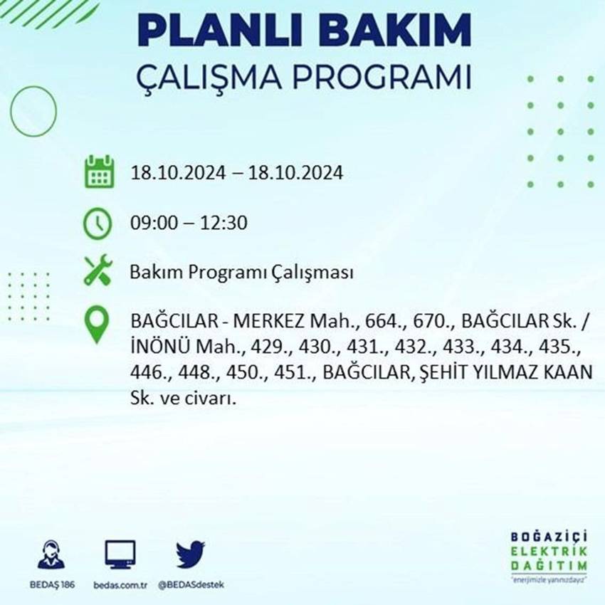 İstanbul'da büyük elektrik kesintisi. 17 ilçe karanlığa gömülecek 59