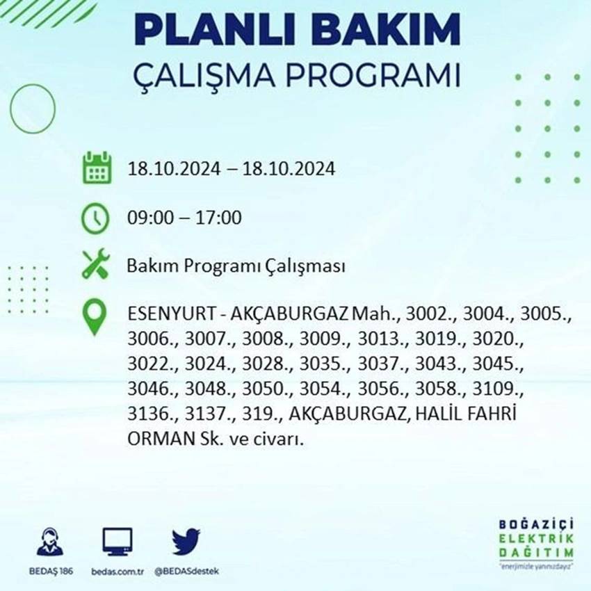 İstanbul'da büyük elektrik kesintisi. 17 ilçe karanlığa gömülecek 57