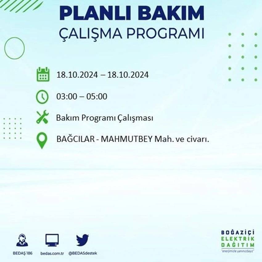 İstanbul'da büyük elektrik kesintisi. 17 ilçe karanlığa gömülecek 51