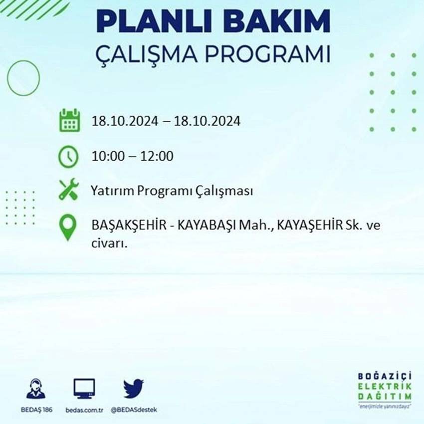 İstanbul'da büyük elektrik kesintisi. 17 ilçe karanlığa gömülecek 46