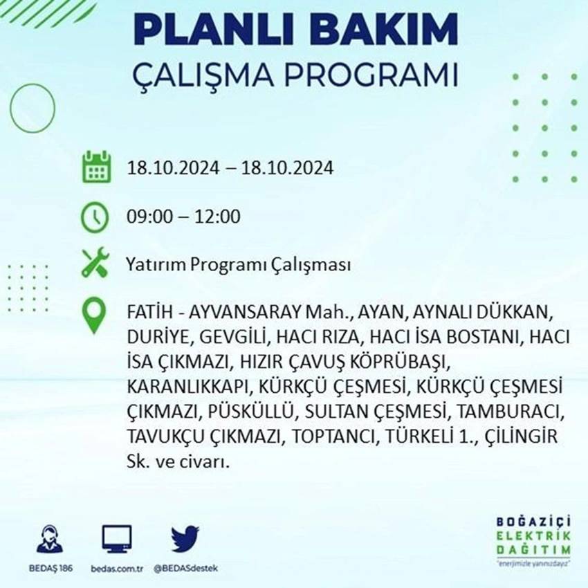 İstanbul'da büyük elektrik kesintisi. 17 ilçe karanlığa gömülecek 37