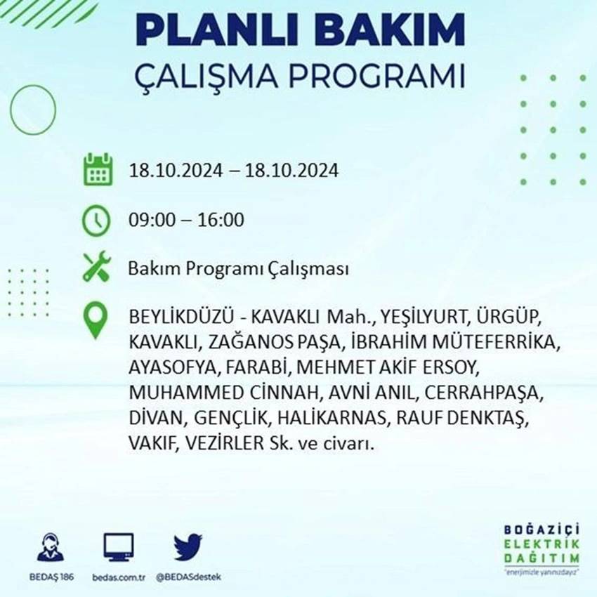 İstanbul'da büyük elektrik kesintisi. 17 ilçe karanlığa gömülecek 36