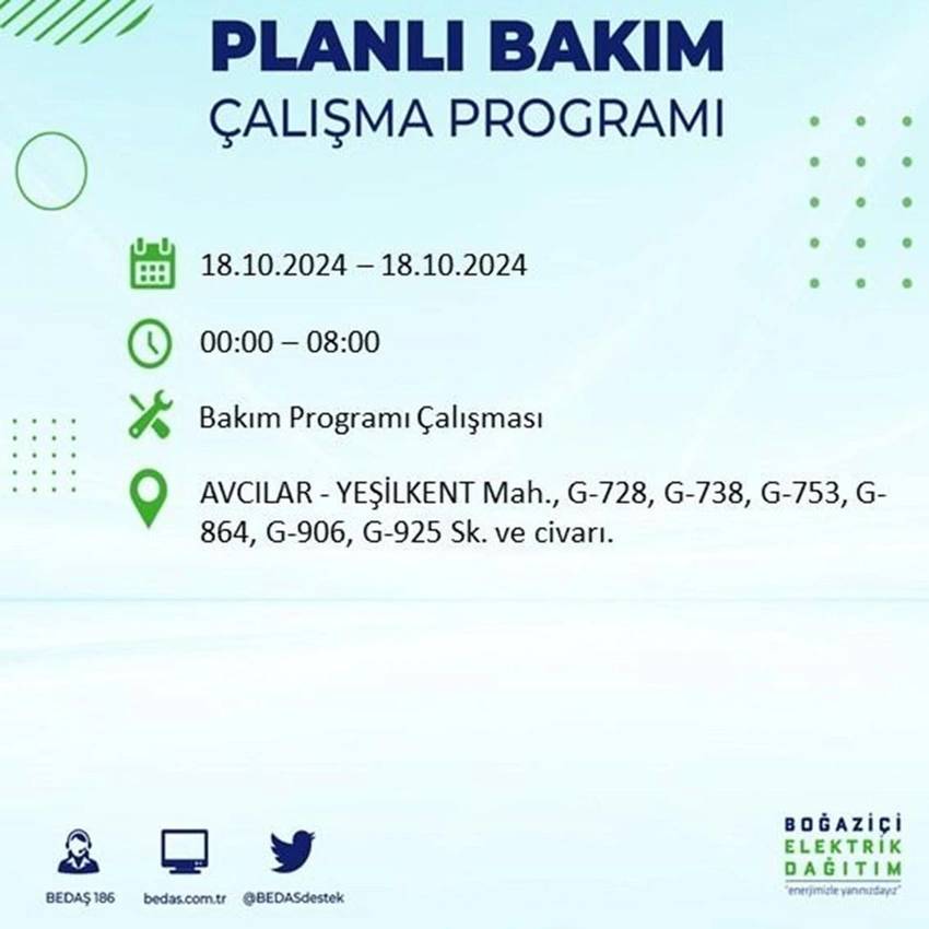 İstanbul'da büyük elektrik kesintisi. 17 ilçe karanlığa gömülecek 26