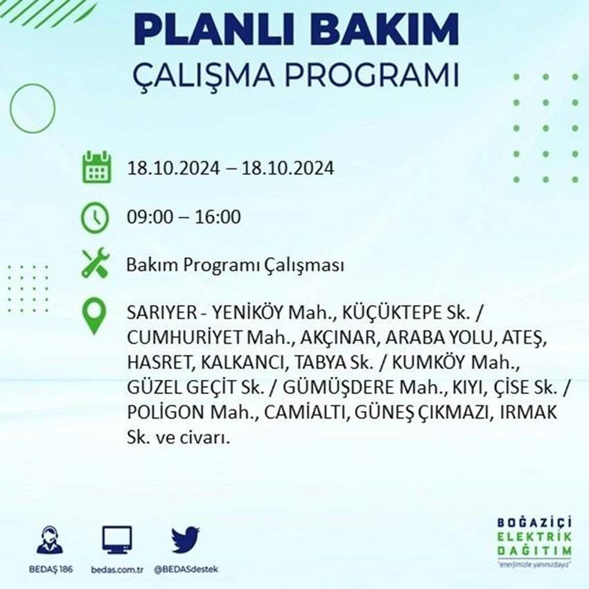 İstanbul'da büyük elektrik kesintisi. 17 ilçe karanlığa gömülecek 19