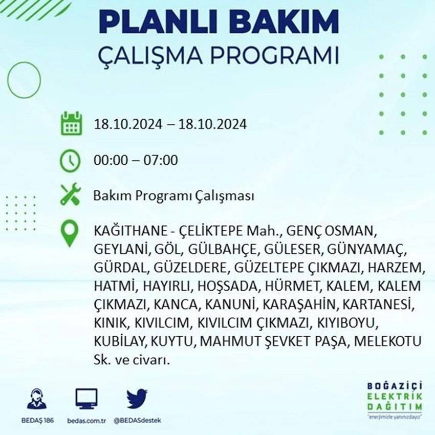 İstanbul'da büyük elektrik kesintisi. 17 ilçe karanlığa gömülecek 15