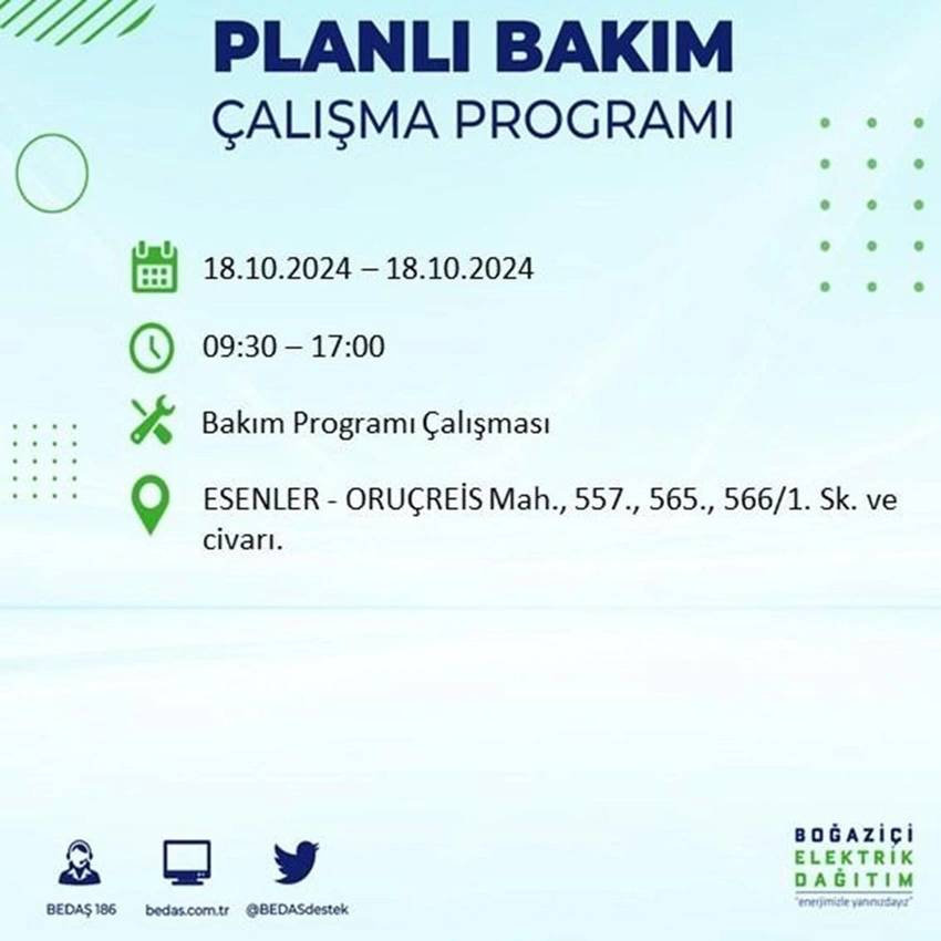 İstanbul'da büyük elektrik kesintisi. 17 ilçe karanlığa gömülecek 10