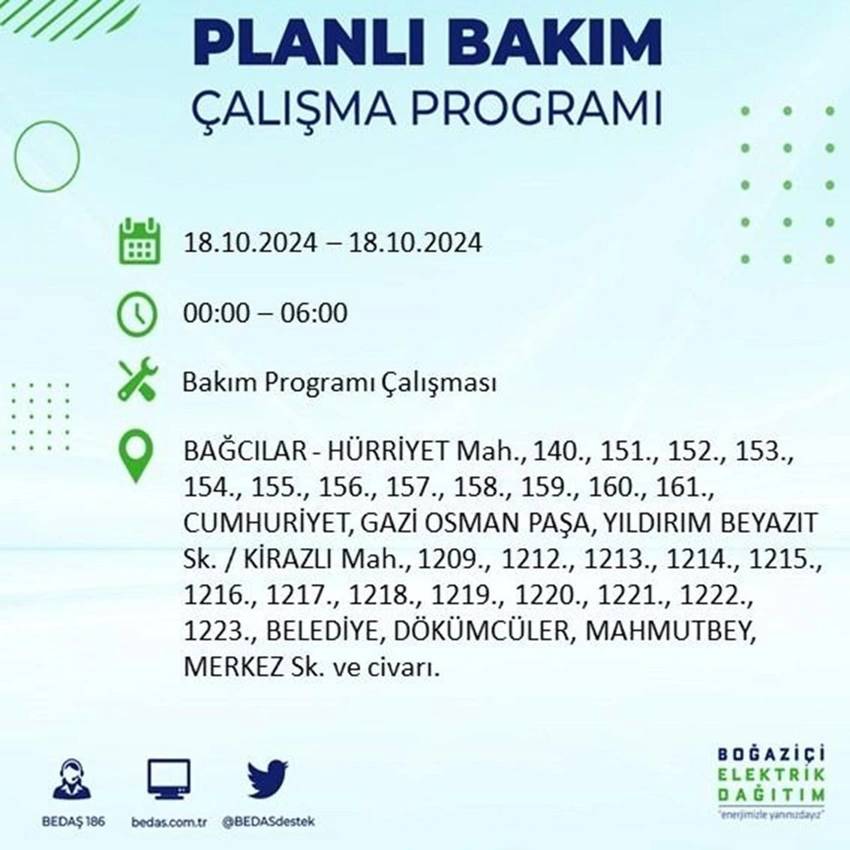 İstanbul'da büyük elektrik kesintisi. 17 ilçe karanlığa gömülecek 61