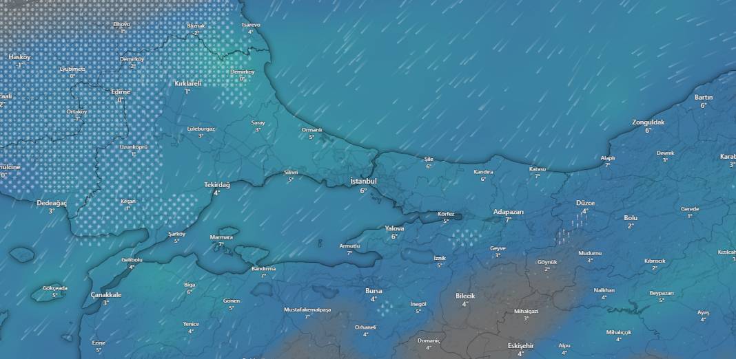 Kar Marmara’da başladı. Meteoroloji İstanbul tahminini saat vererek açıkladı 4