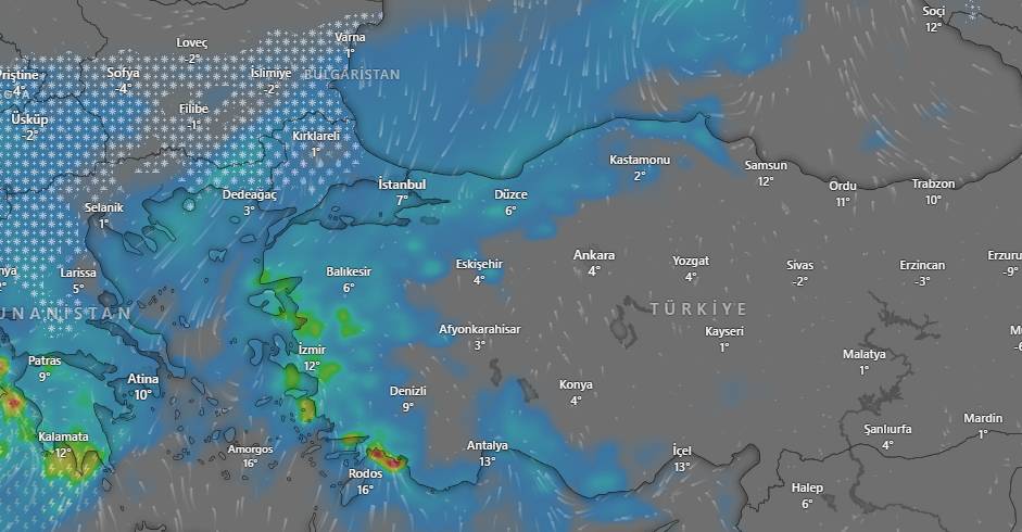 Kar Marmara’da başladı. Meteoroloji İstanbul tahminini saat vererek açıkladı 2