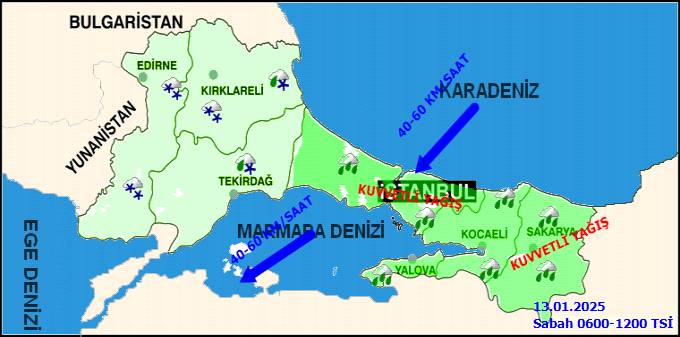 Kar Marmara’da başladı. Meteoroloji İstanbul tahminini saat vererek açıkladı 5