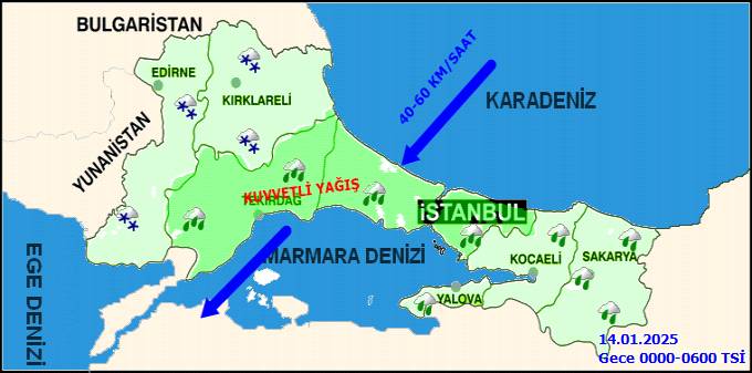 Kar Marmara’da başladı. Meteoroloji İstanbul tahminini saat vererek açıkladı 8