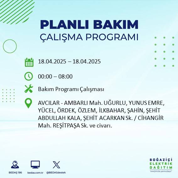BEDAŞ duyurdu: 18 Nisan'da İstanbul’un bu ilçelerinde elektrikler kesilecek! 66