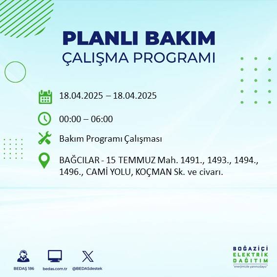BEDAŞ duyurdu: 18 Nisan'da İstanbul’un bu ilçelerinde elektrikler kesilecek! 63
