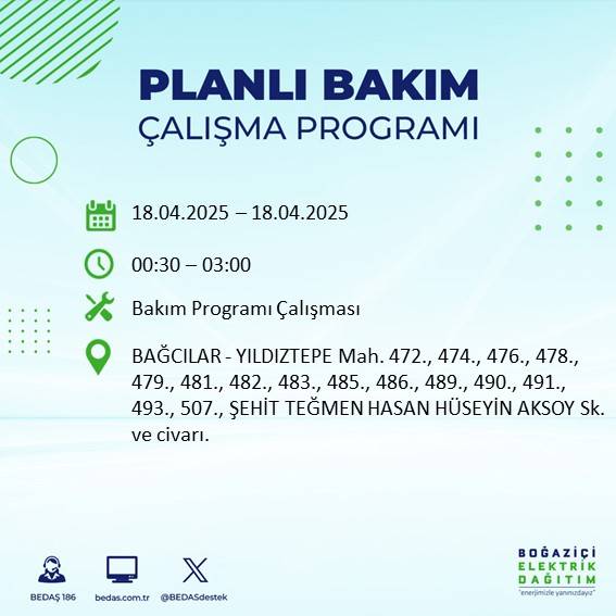 BEDAŞ duyurdu: 18 Nisan'da İstanbul’un bu ilçelerinde elektrikler kesilecek! 61