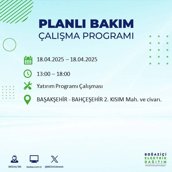 BEDAŞ duyurdu: 18 Nisan'da İstanbul’un bu ilçelerinde elektrikler kesilecek! 58