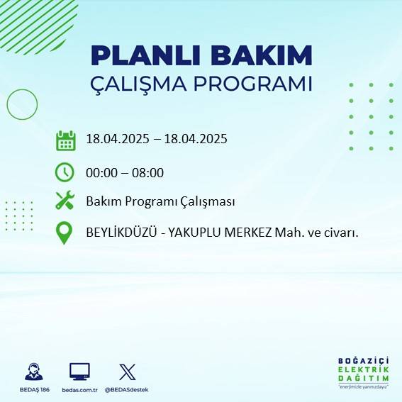 BEDAŞ duyurdu: 18 Nisan'da İstanbul’un bu ilçelerinde elektrikler kesilecek! 55