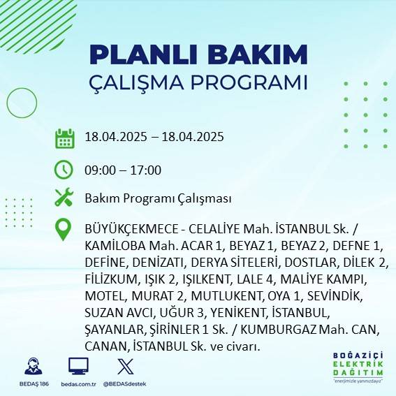 BEDAŞ duyurdu: 18 Nisan'da İstanbul’un bu ilçelerinde elektrikler kesilecek! 51