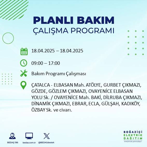BEDAŞ duyurdu: 18 Nisan'da İstanbul’un bu ilçelerinde elektrikler kesilecek! 48