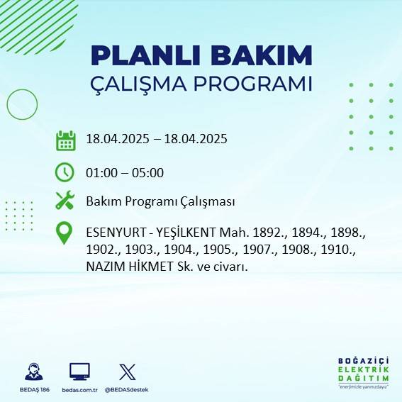 BEDAŞ duyurdu: 18 Nisan'da İstanbul’un bu ilçelerinde elektrikler kesilecek! 46
